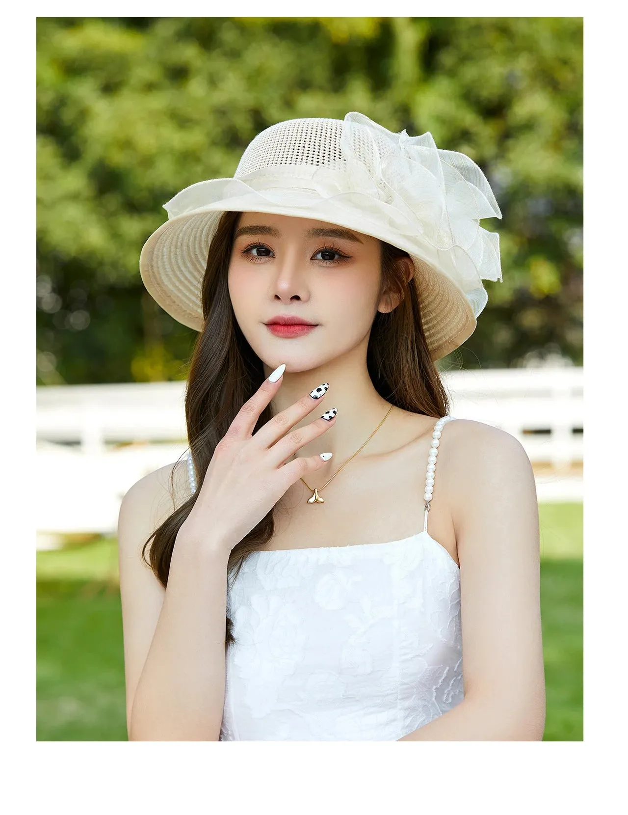 Ladies Hat: Flower Ribbon Hats