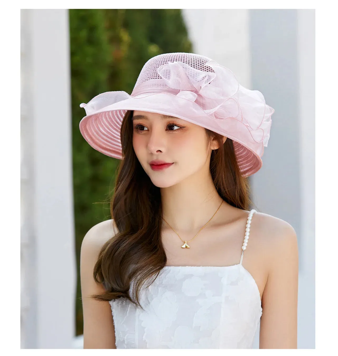 Ladies Hat: Flower Ribbon Hats