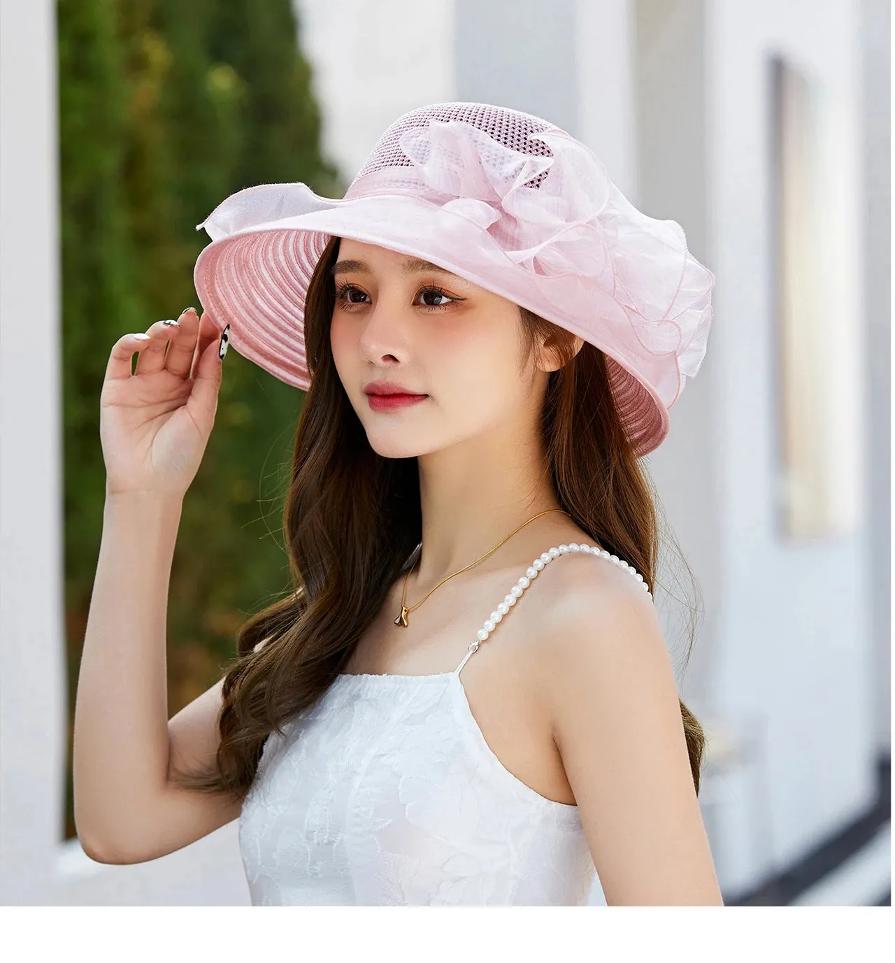 Ladies Hat: Flower Ribbon Hats