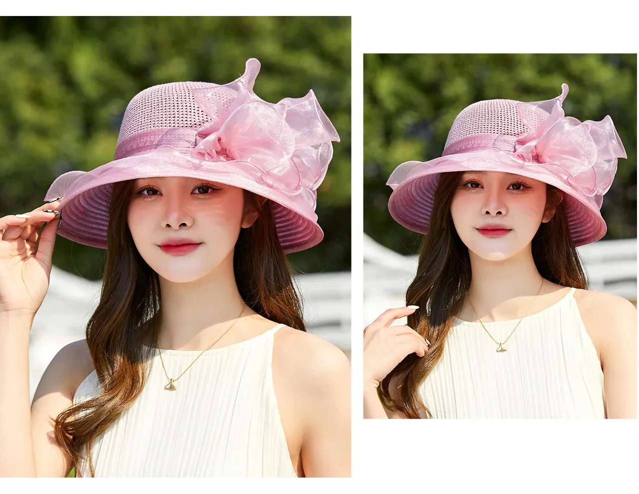 Ladies Hat: Flower Ribbon Hats