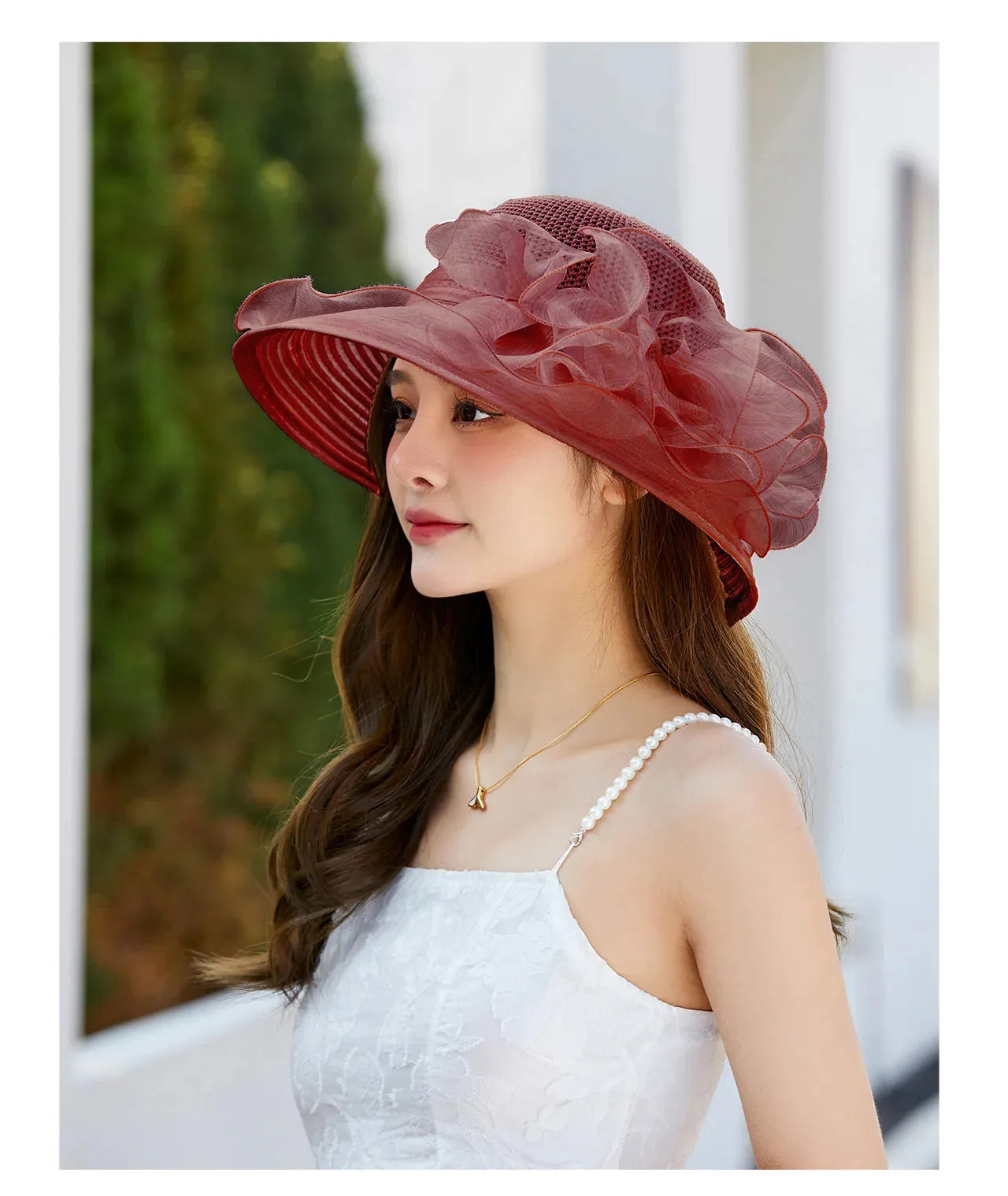 Ladies Hat: Flower Ribbon Hats
