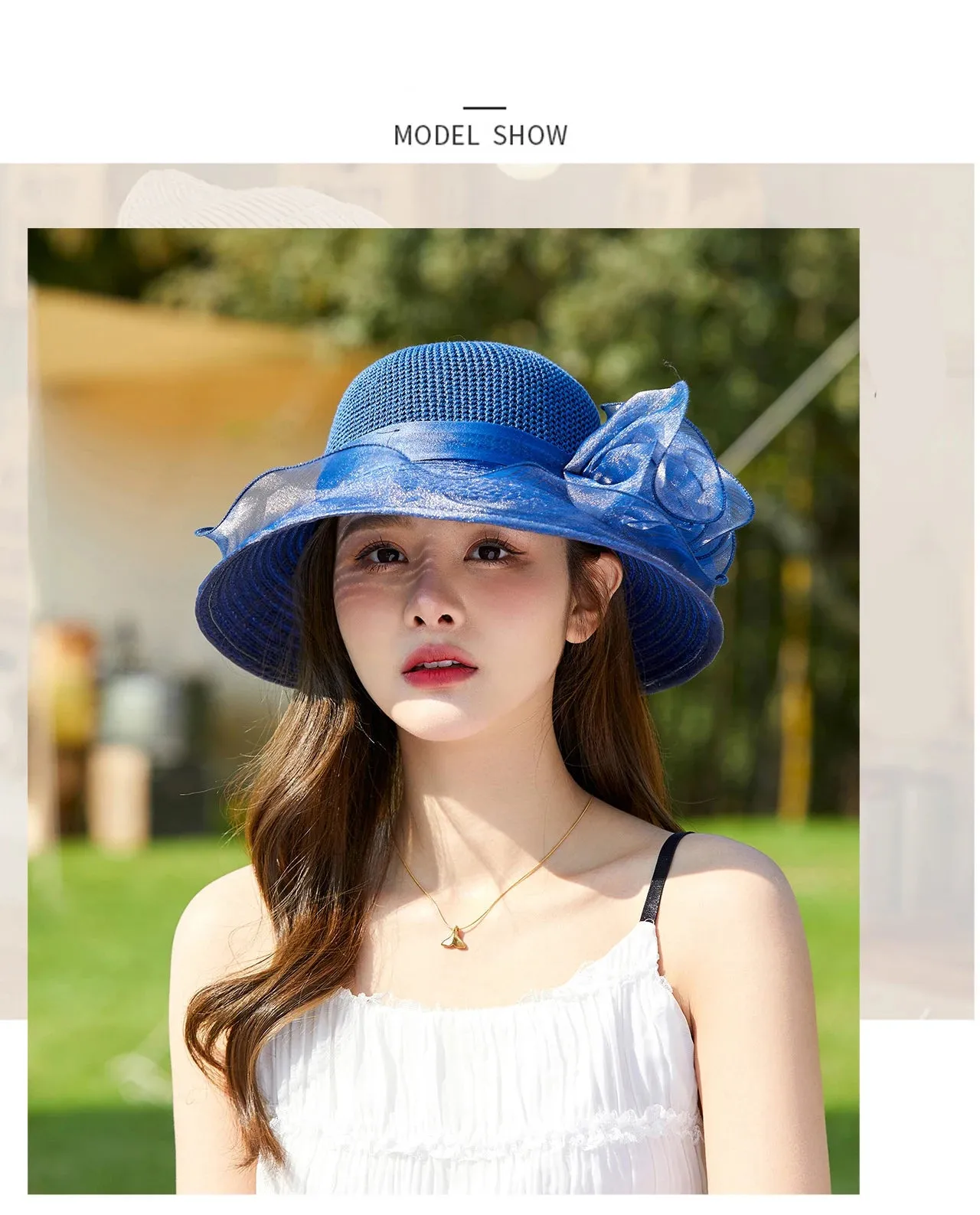 Ladies Hat: Flower Ribbon Hats