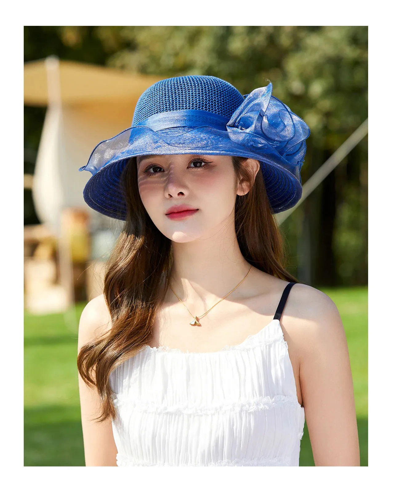 Ladies Hat: Flower Ribbon Hats