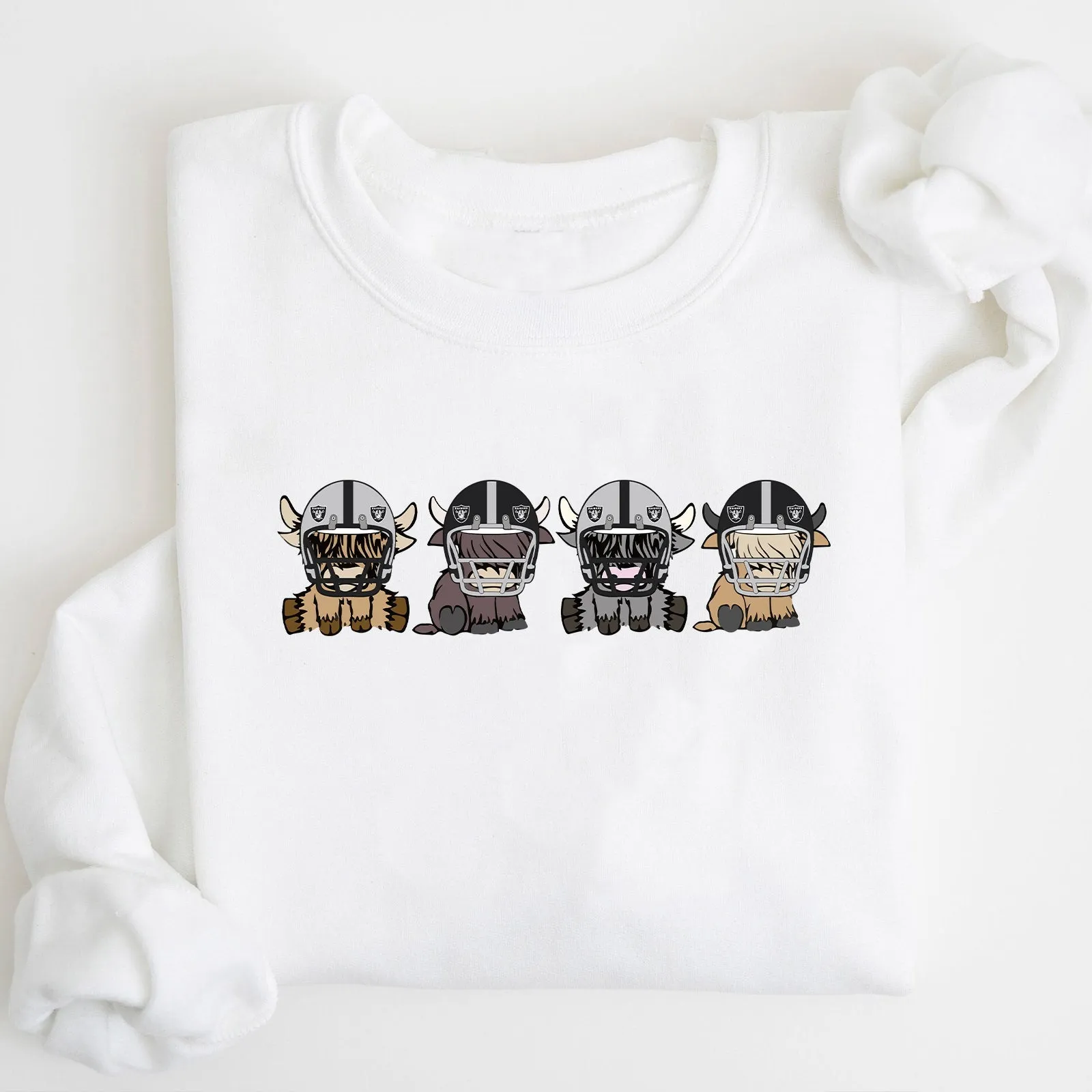 Las Vegas Raiders Highland Cow Football Team Football Lovers Gift Unisex Crewneck Hoodie Sweatshirt