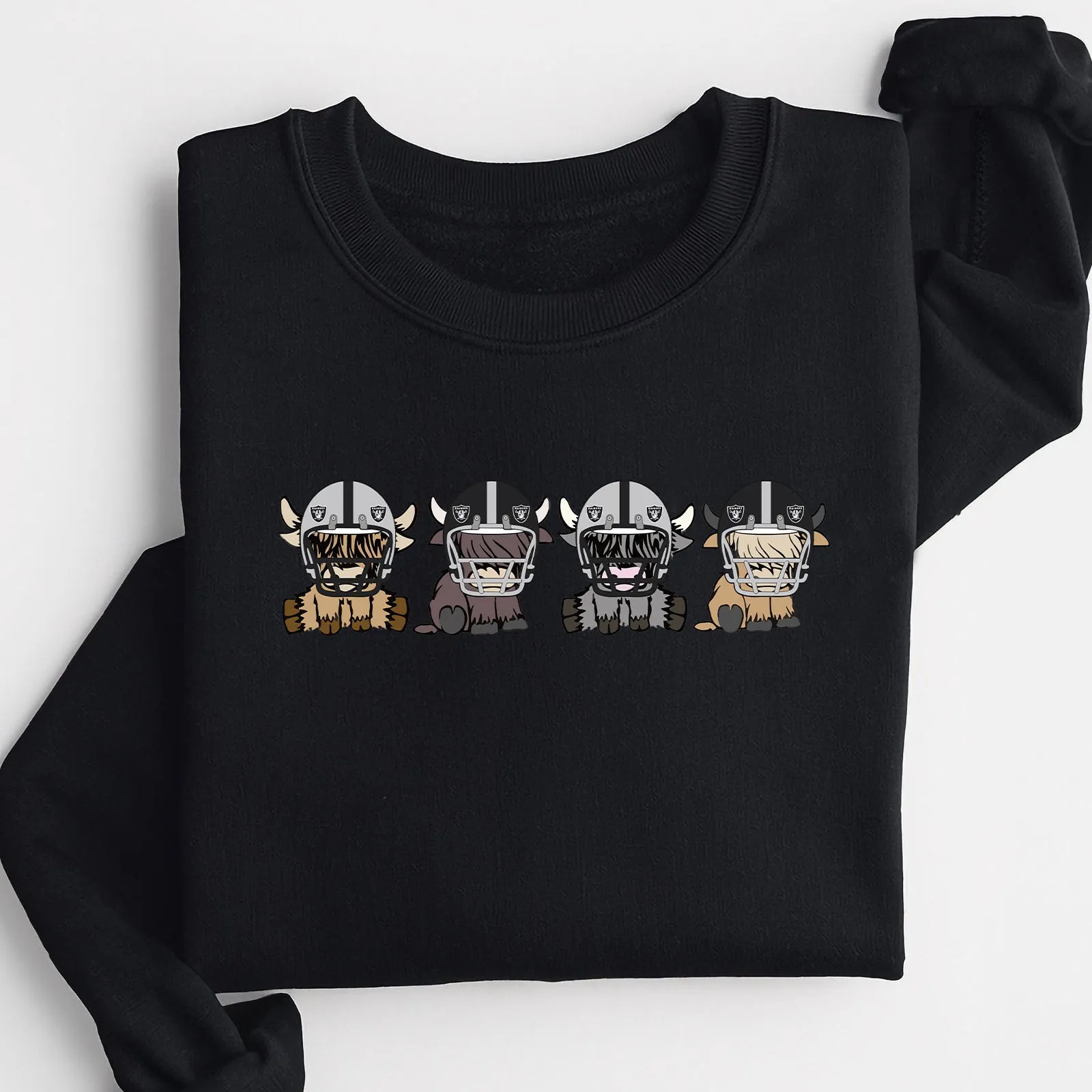 Las Vegas Raiders Highland Cow Football Team Football Lovers Gift Unisex Crewneck Hoodie Sweatshirt