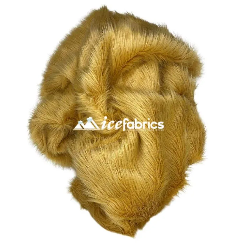 Latte Shaggy Mohair Long Pile Faux Fur Fabric By The Yard