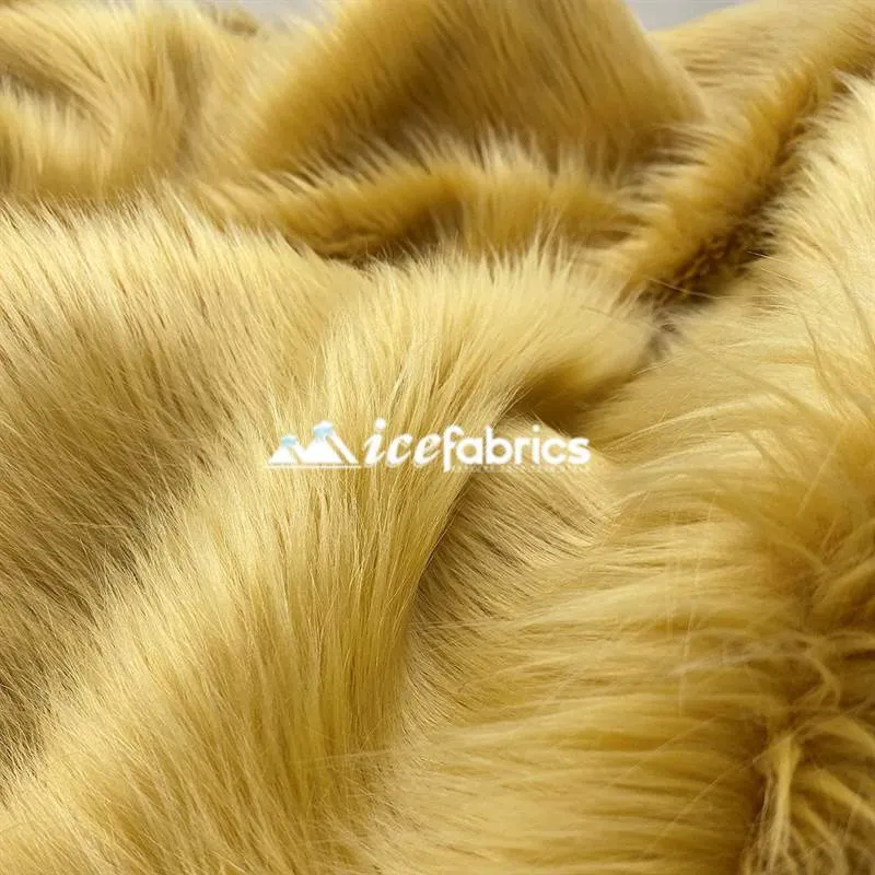 Latte Shaggy Mohair Long Pile Faux Fur Fabric By The Yard