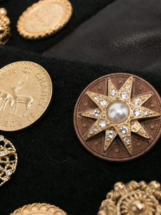 Leather Gloves Black/Brown Star Buttons