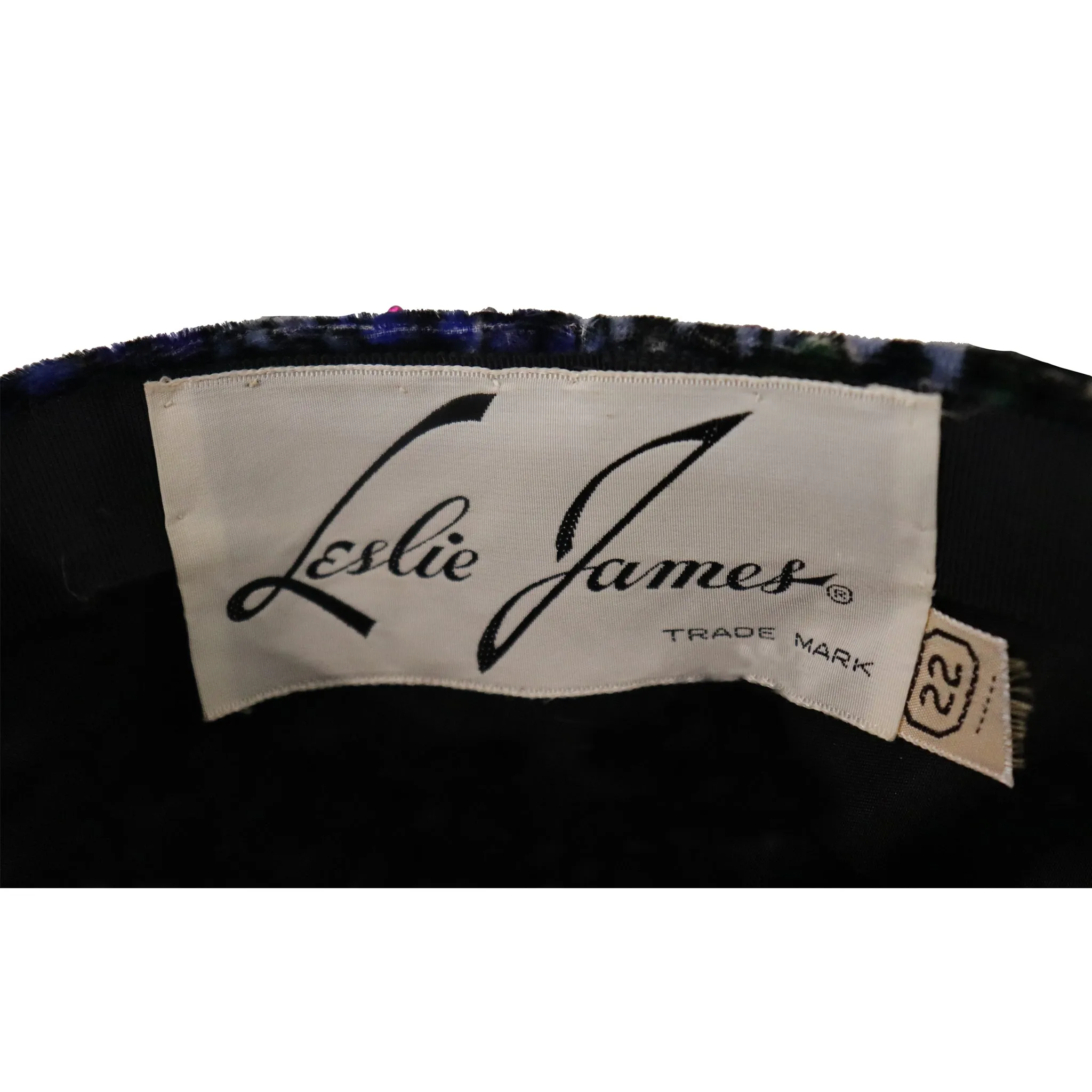 Leslie James Blue Jewel Pillbox Hat Circa 1960s