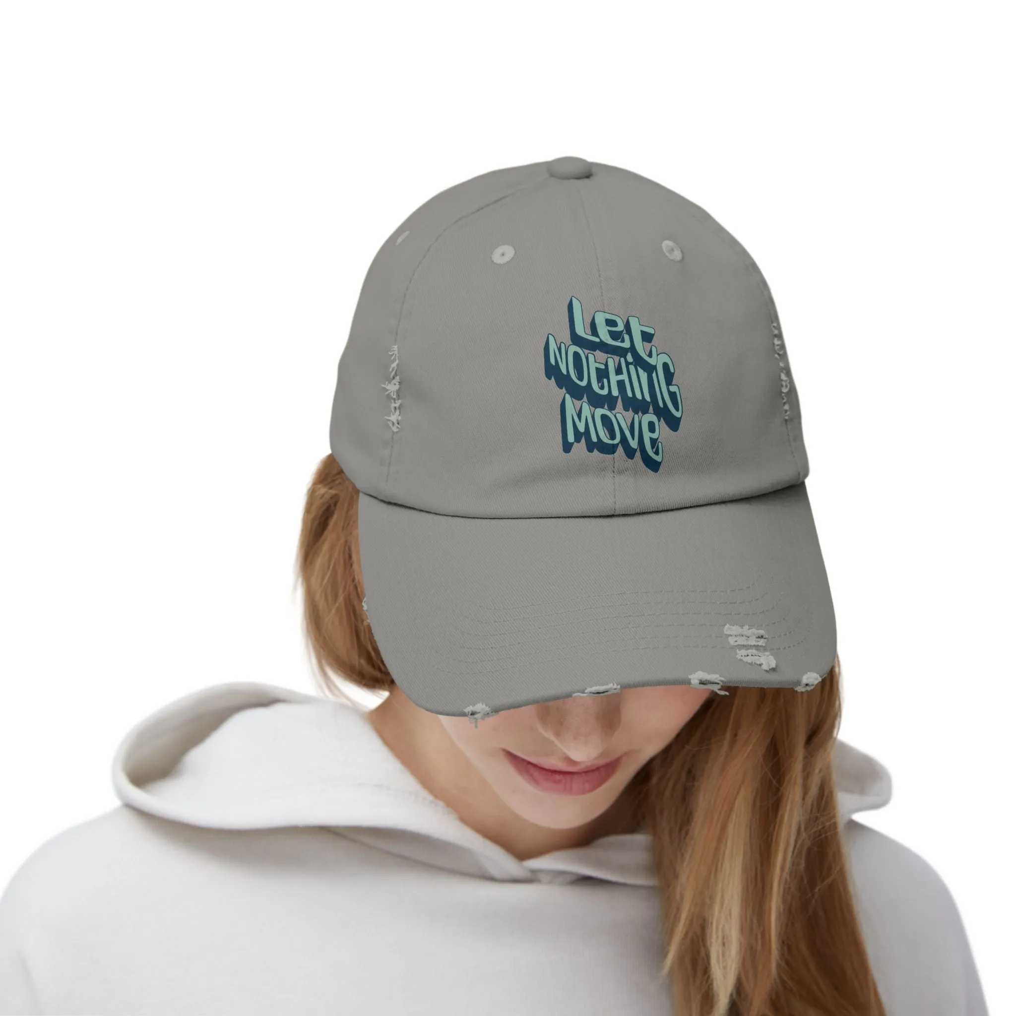 Let nothing move Unisex Distressed Cap  - EmpressKorea