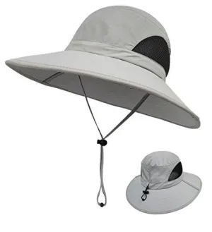LETHMIK Outdoor Waterproof Fishing Hat,Summer UV Protection Breathable Boonie Hat Hunting Safari Sun Hat Light Grey