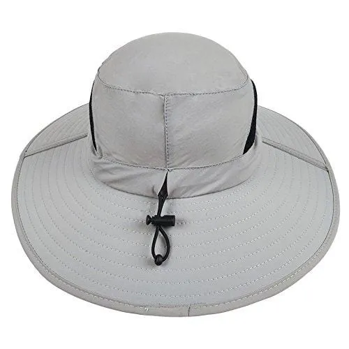 LETHMIK Outdoor Waterproof Fishing Hat,Summer UV Protection Breathable Boonie Hat Hunting Safari Sun Hat Light Grey