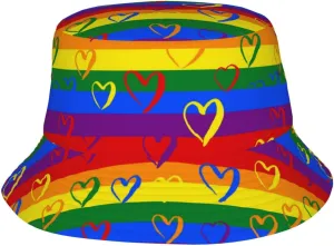 LGBT Gay Pride Bucket Hat Wide Brim Sun Protection Hat Summer Rainbow LGBT Fishing Outdoor Hats for Men and Women