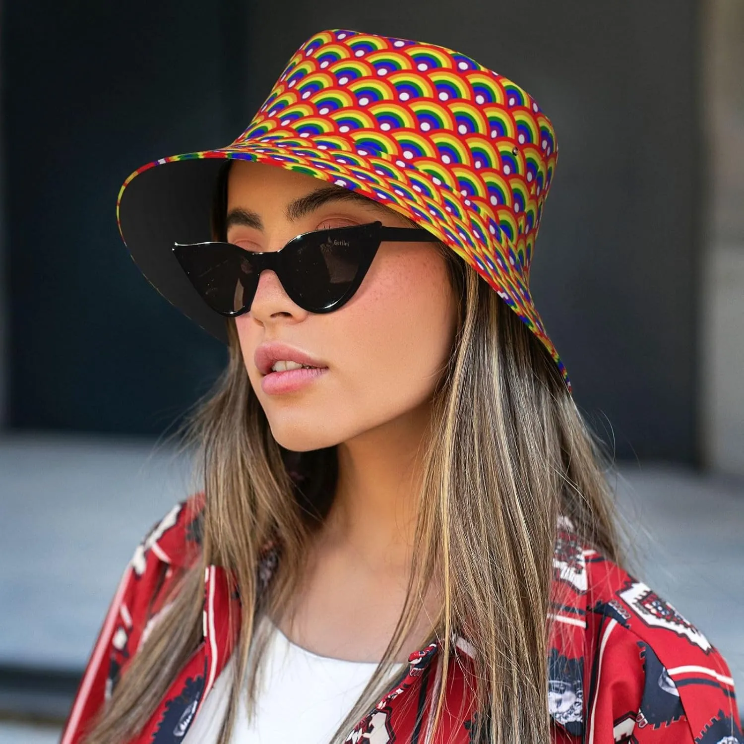 LGBT Gay Pride Bucket Hat Wide Brim Sun Protection Hat Summer Rainbow LGBT Fishing Outdoor Hats for Men and Women