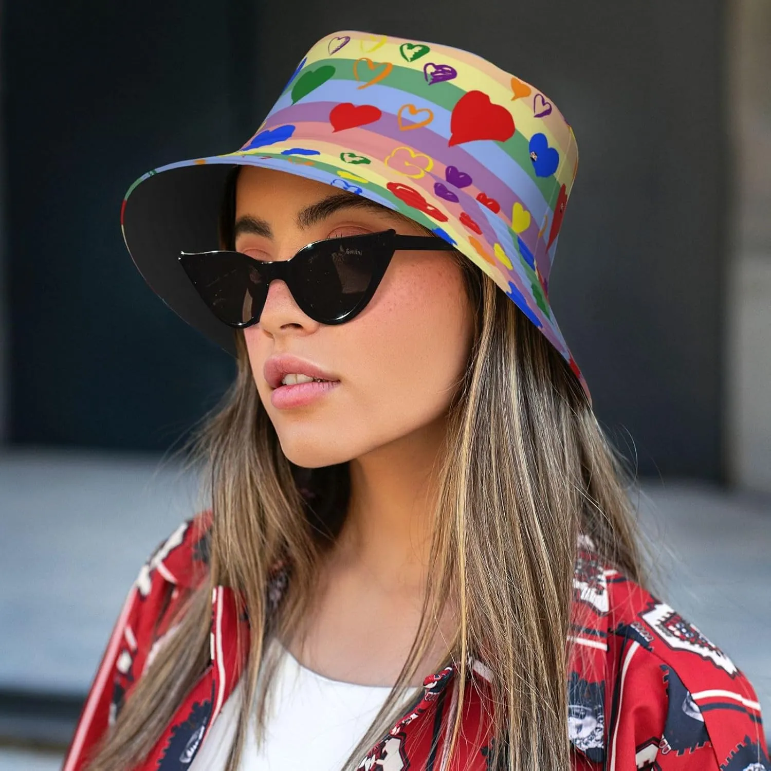 LGBT Gay Pride Bucket Hat Wide Brim Sun Protection Hat Summer Rainbow LGBT Fishing Outdoor Hats for Men and Women
