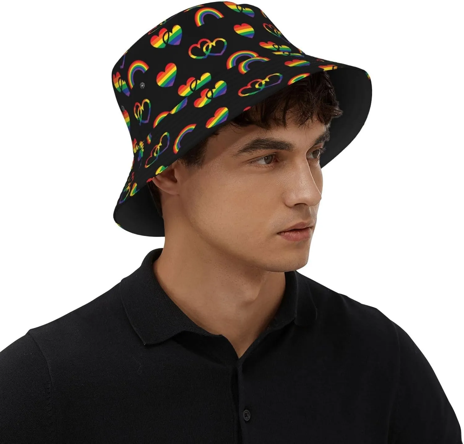 LGBT Gay Pride Bucket Hat Wide Brim Sun Protection Hat Summer Rainbow LGBT Fishing Outdoor Hats for Men and Women