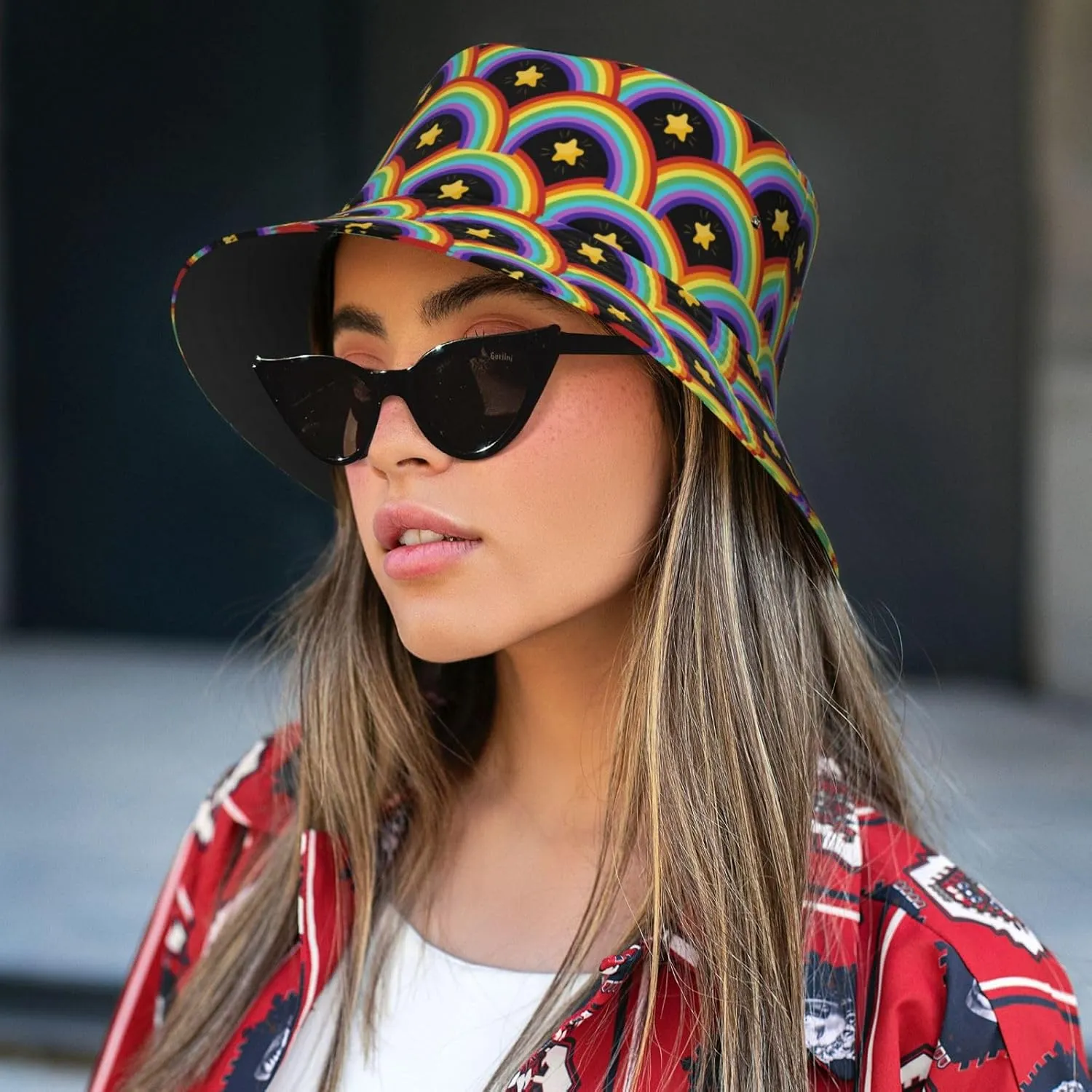 LGBT Gay Pride Bucket Hat Wide Brim Sun Protection Hat Summer Rainbow LGBT Fishing Outdoor Hats for Men and Women