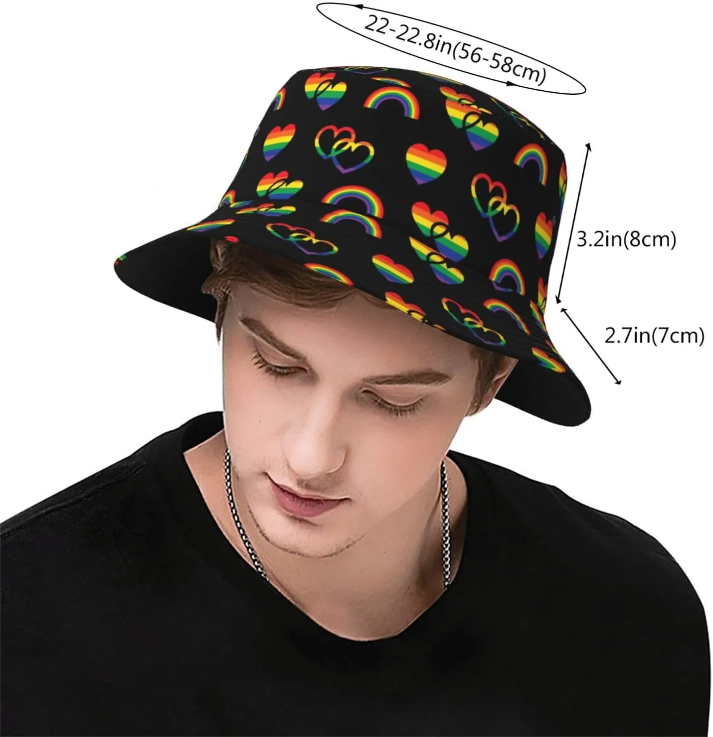 LGBT Gay Pride Bucket Hat Wide Brim Sun Protection Hat Summer Rainbow LGBT Fishing Outdoor Hats for Men and Women