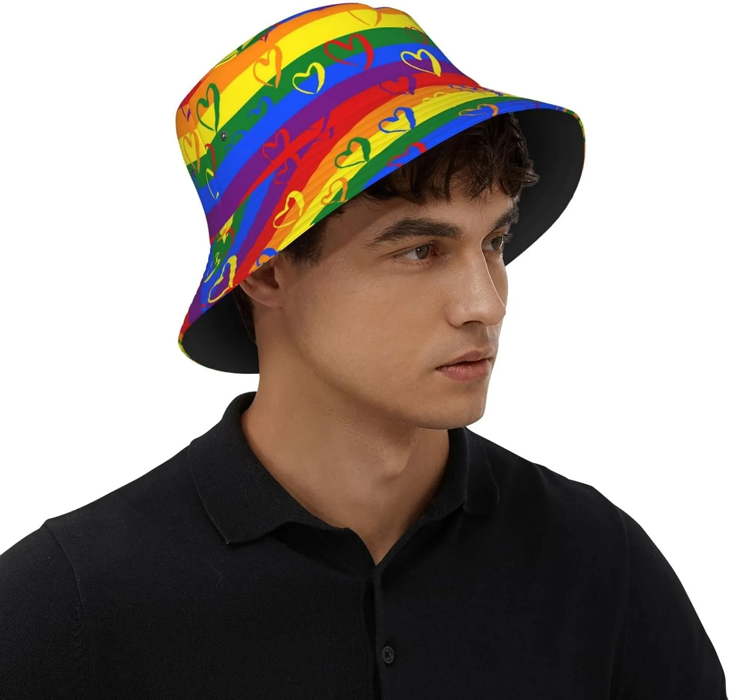 LGBT Gay Pride Bucket Hat Wide Brim Sun Protection Hat Summer Rainbow LGBT Fishing Outdoor Hats for Men and Women