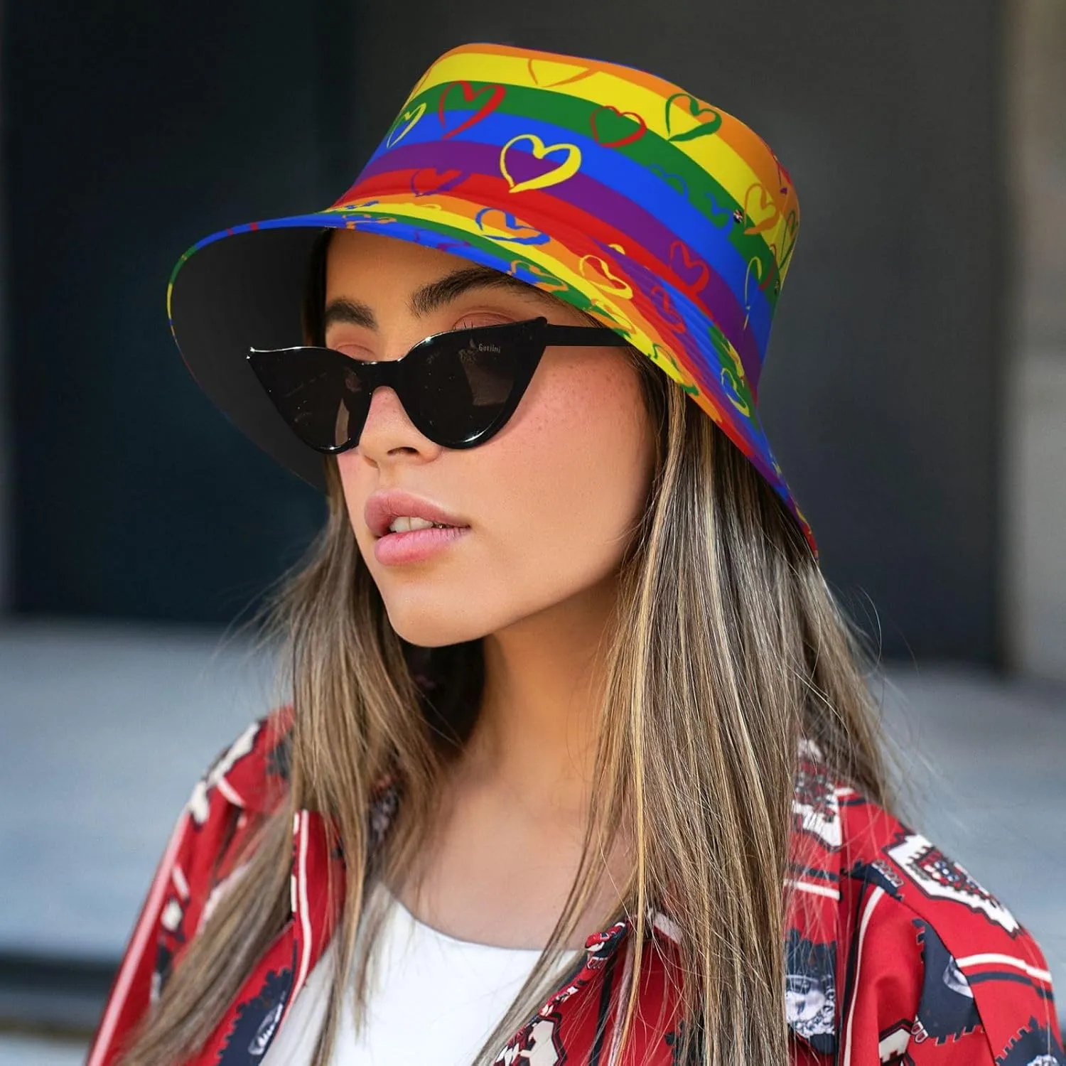 LGBT Gay Pride Bucket Hat Wide Brim Sun Protection Hat Summer Rainbow LGBT Fishing Outdoor Hats for Men and Women