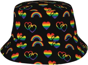 LGBT Gay Pride Bucket Hat Wide Brim Sun Protection Hat Summer Rainbow LGBT Fishing Outdoor Hats for Men and Women