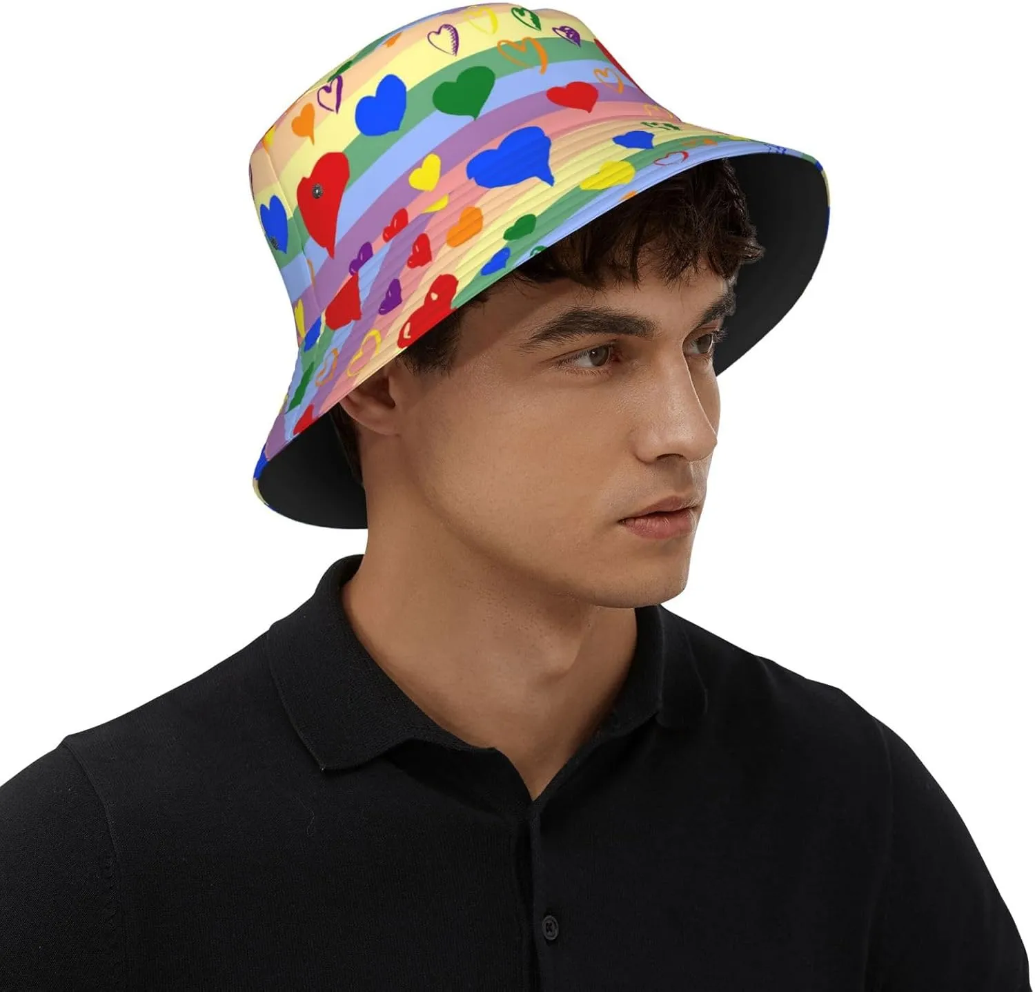 LGBT Gay Pride Bucket Hat Wide Brim Sun Protection Hat Summer Rainbow LGBT Fishing Outdoor Hats for Men and Women