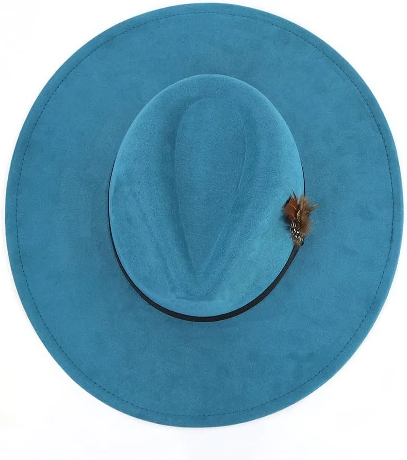 LIDHAY Big Wide Brim Fedora Hats for Women Men Western Suede Hat Panama Hat Outdoor Hats