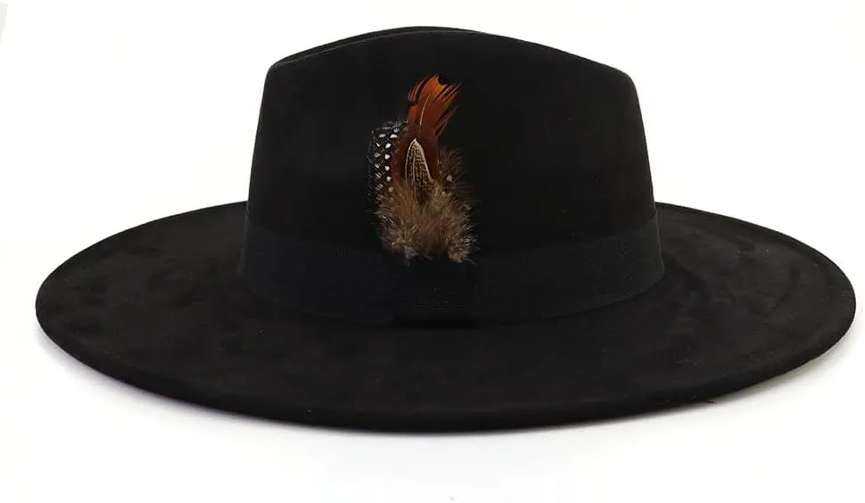 LIDHAY Big Wide Brim Fedora Hats for Women Men Western Suede Hat Panama Hat Outdoor Hats