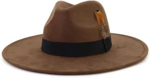 LIDHAY Big Wide Brim Fedora Hats for Women Men Western Suede Hat Panama Hat Outdoor Hats