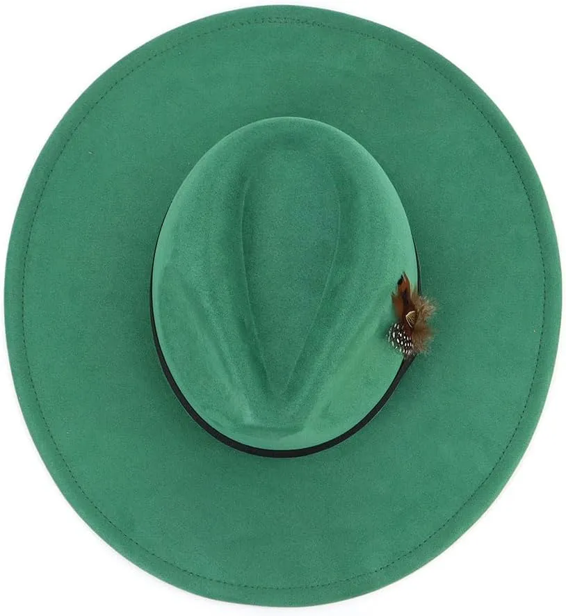 LIDHAY Big Wide Brim Fedora Hats for Women Men Western Suede Hat Panama Hat Outdoor Hats