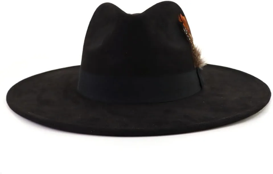 LIDHAY Big Wide Brim Fedora Hats for Women Men Western Suede Hat Panama Hat Outdoor Hats