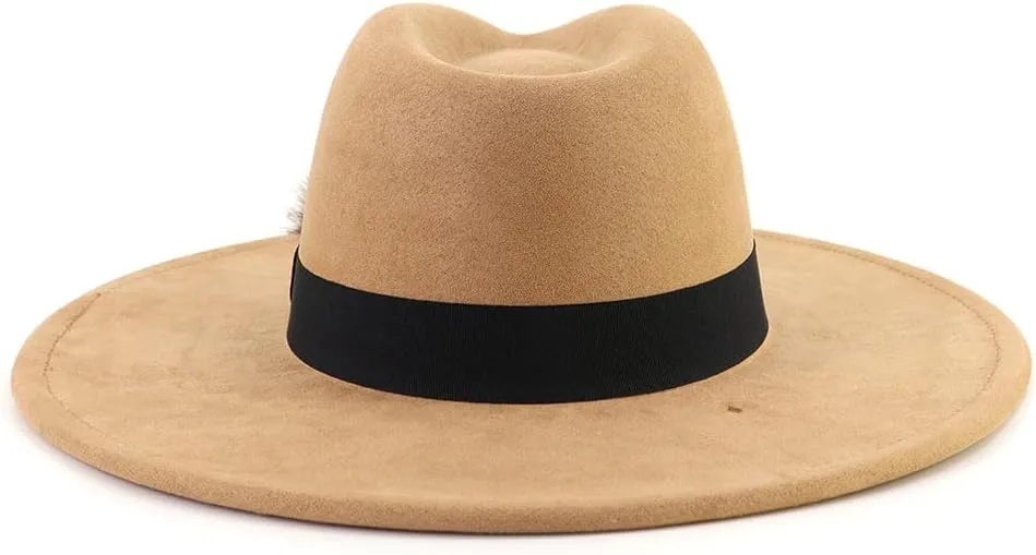 LIDHAY Big Wide Brim Fedora Hats for Women Men Western Suede Hat Panama Hat Outdoor Hats