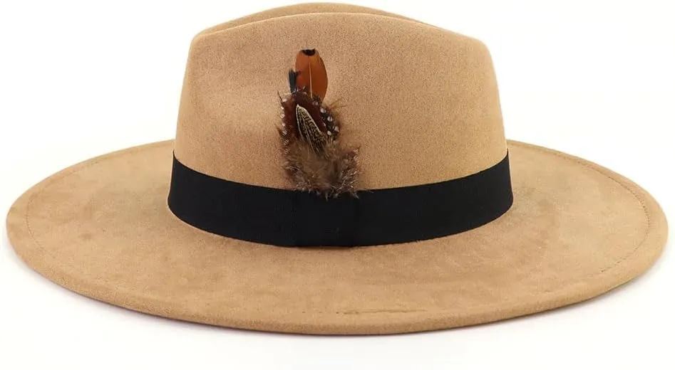 LIDHAY Big Wide Brim Fedora Hats for Women Men Western Suede Hat Panama Hat Outdoor Hats