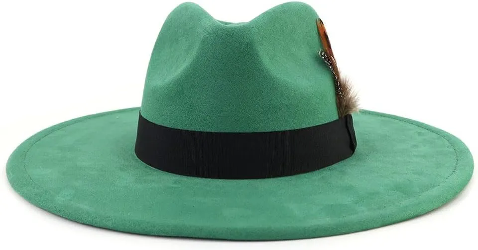 LIDHAY Big Wide Brim Fedora Hats for Women Men Western Suede Hat Panama Hat Outdoor Hats