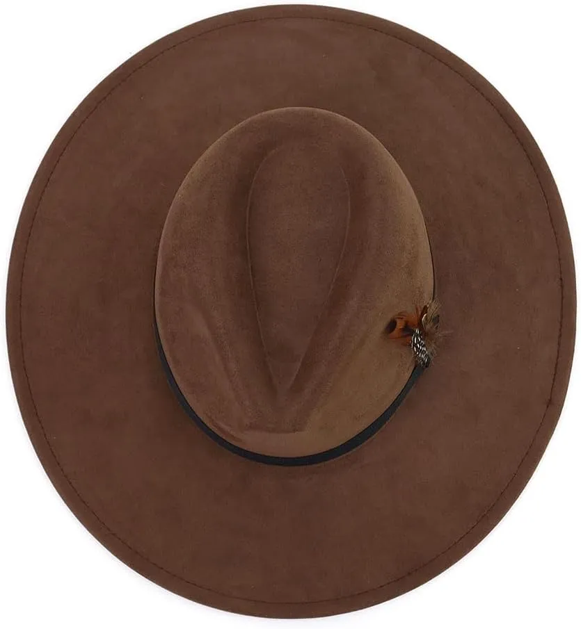 LIDHAY Big Wide Brim Fedora Hats for Women Men Western Suede Hat Panama Hat Outdoor Hats
