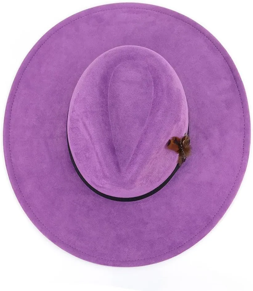 LIDHAY Big Wide Brim Fedora Hats for Women Men Western Suede Hat Panama Hat Outdoor Hats