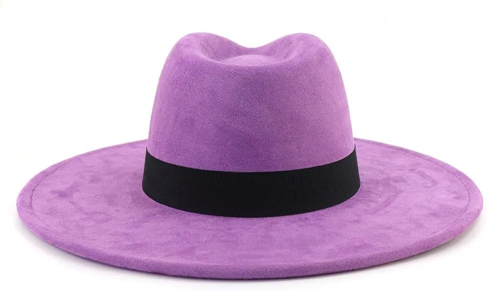 LIDHAY Big Wide Brim Fedora Hats for Women Men Western Suede Hat Panama Hat Outdoor Hats