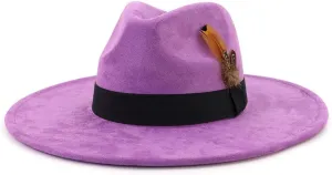 LIDHAY Big Wide Brim Fedora Hats for Women Men Western Suede Hat Panama Hat Outdoor Hats