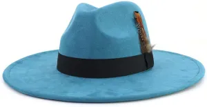 LIDHAY Big Wide Brim Fedora Hats for Women Men Western Suede Hat Panama Hat Outdoor Hats