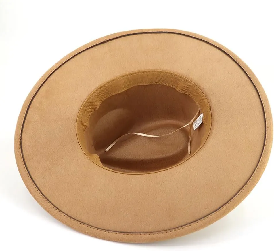 LIDHAY Big Wide Brim Fedora Hats for Women Men Western Suede Hat Panama Hat Outdoor Hats