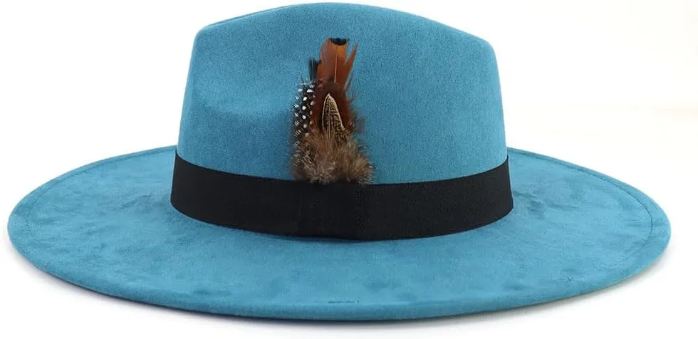 LIDHAY Big Wide Brim Fedora Hats for Women Men Western Suede Hat Panama Hat Outdoor Hats