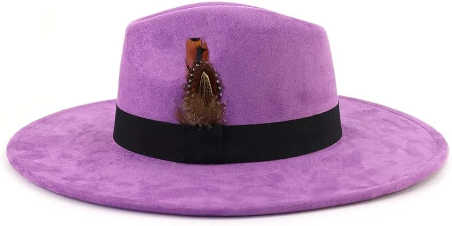 LIDHAY Big Wide Brim Fedora Hats for Women Men Western Suede Hat Panama Hat Outdoor Hats