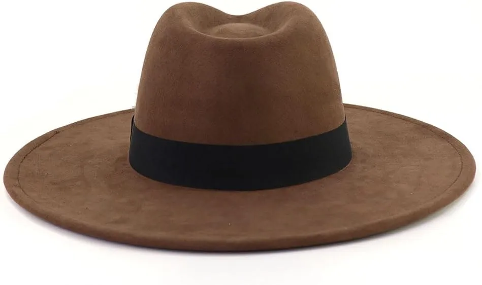 LIDHAY Big Wide Brim Fedora Hats for Women Men Western Suede Hat Panama Hat Outdoor Hats