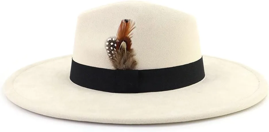 LIDHAY Big Wide Brim Fedora Hats for Women Men Western Suede Hat Panama Hat Outdoor Hats