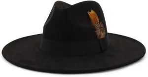 LIDHAY Big Wide Brim Fedora Hats for Women Men Western Suede Hat Panama Hat Outdoor Hats