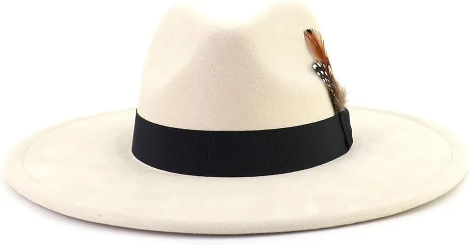 LIDHAY Big Wide Brim Fedora Hats for Women Men Western Suede Hat Panama Hat Outdoor Hats
