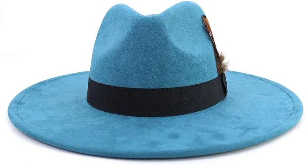 LIDHAY Big Wide Brim Fedora Hats for Women Men Western Suede Hat Panama Hat Outdoor Hats
