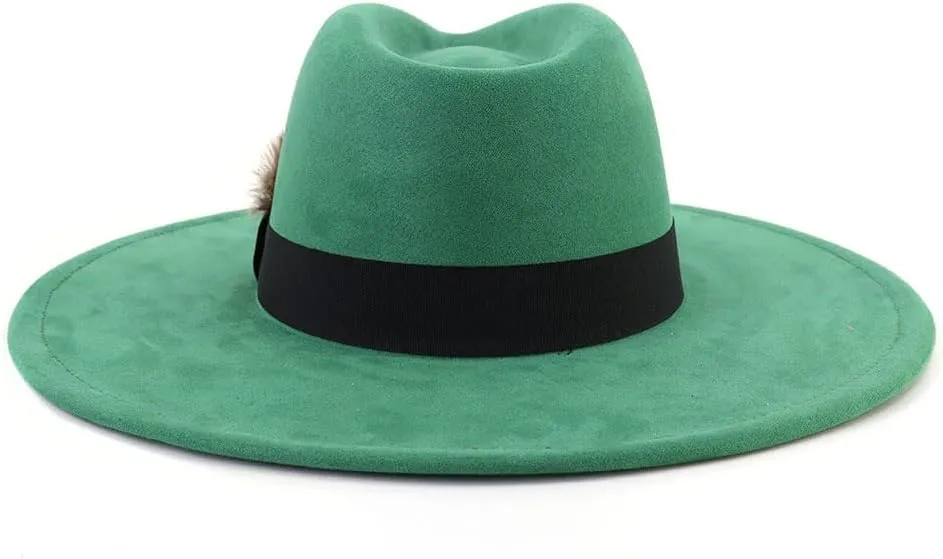 LIDHAY Big Wide Brim Fedora Hats for Women Men Western Suede Hat Panama Hat Outdoor Hats