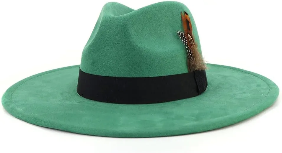 LIDHAY Big Wide Brim Fedora Hats for Women Men Western Suede Hat Panama Hat Outdoor Hats