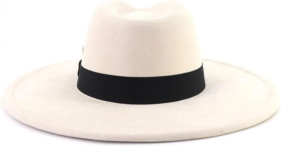 LIDHAY Big Wide Brim Fedora Hats for Women Men Western Suede Hat Panama Hat Outdoor Hats